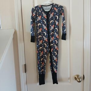 Bamboo Viscose Convertible Footie Pajama Double Zip Rocket Ship Space 18-24 M